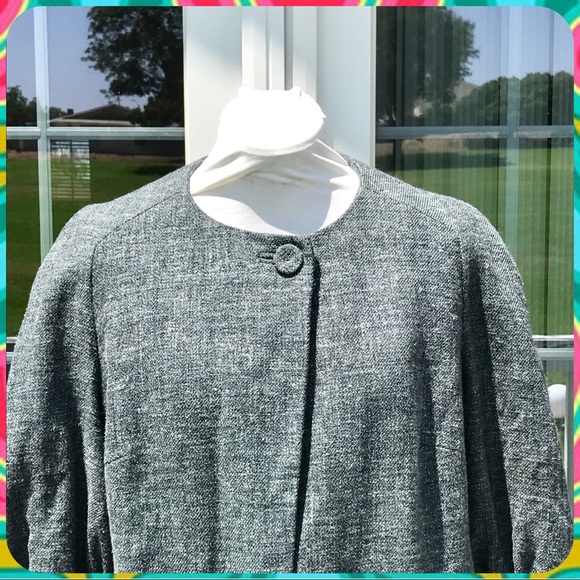 BANANA REPUBLIC Marled Gray 1-Button Wool Blend Swing Jacket Plus Size 14 / XL - Picture 2 of 8